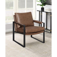 Coaster Furniture 904112 Upholstered Accent Chair with Removable Cushion Umber Brown and Gunmetal
